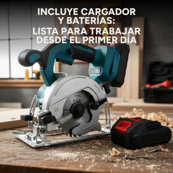 Sierra Circular Inalámbrica Portátil 850W Con 2 Baterías 48V Color Negro Verde