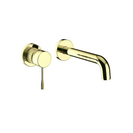 GRIFERIA LAVATORIO PARED CUERPO LABRADO EN ORO CEPILLADO - SERIE SIGNATURE 000