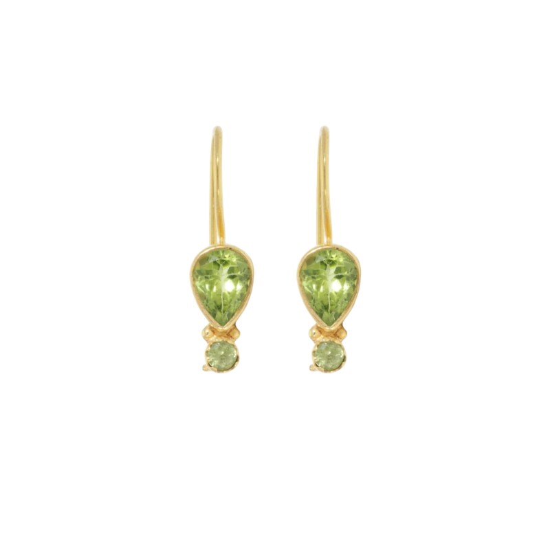 Caravanas Noel-Plata rodinada con micra oro 18k-Piedra Peridoto-CA2016 conpiedra