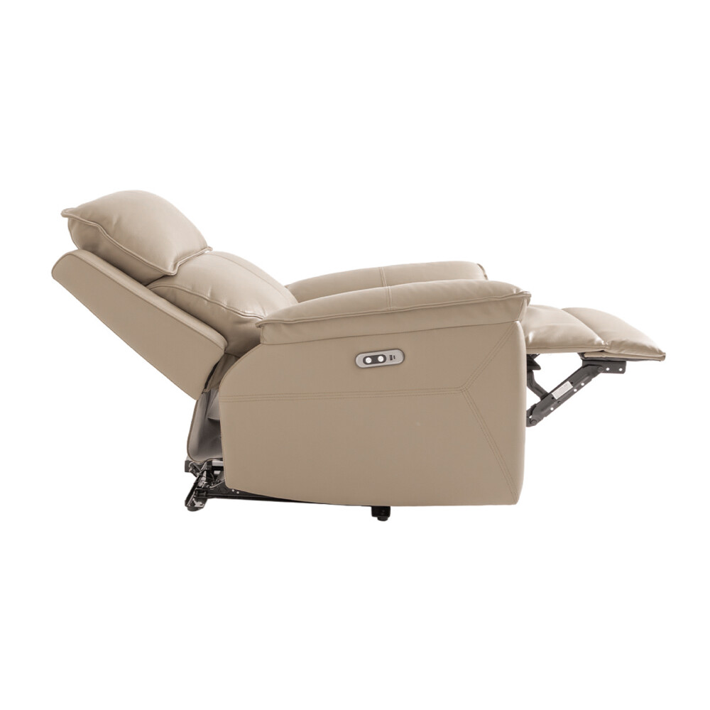 RECLINER ELÉCTRICO 1 CUERPO CUERO-Y-SIMIL-CUERO MARRON JOSHUA TAUPE