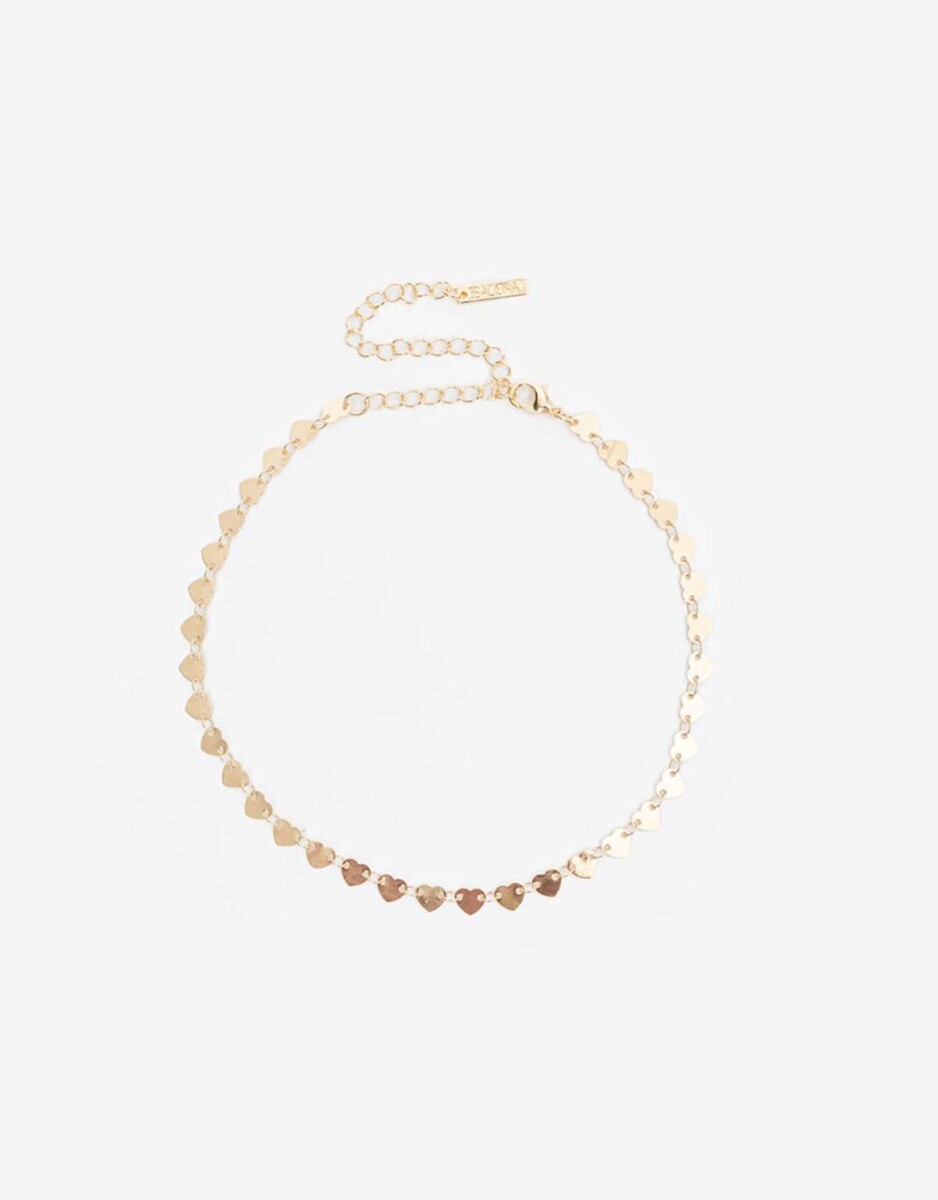 Choker Corazones Metal - Dorado 