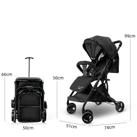 Coche Plegable Premium Expert Kids Paragüita Cama Negro