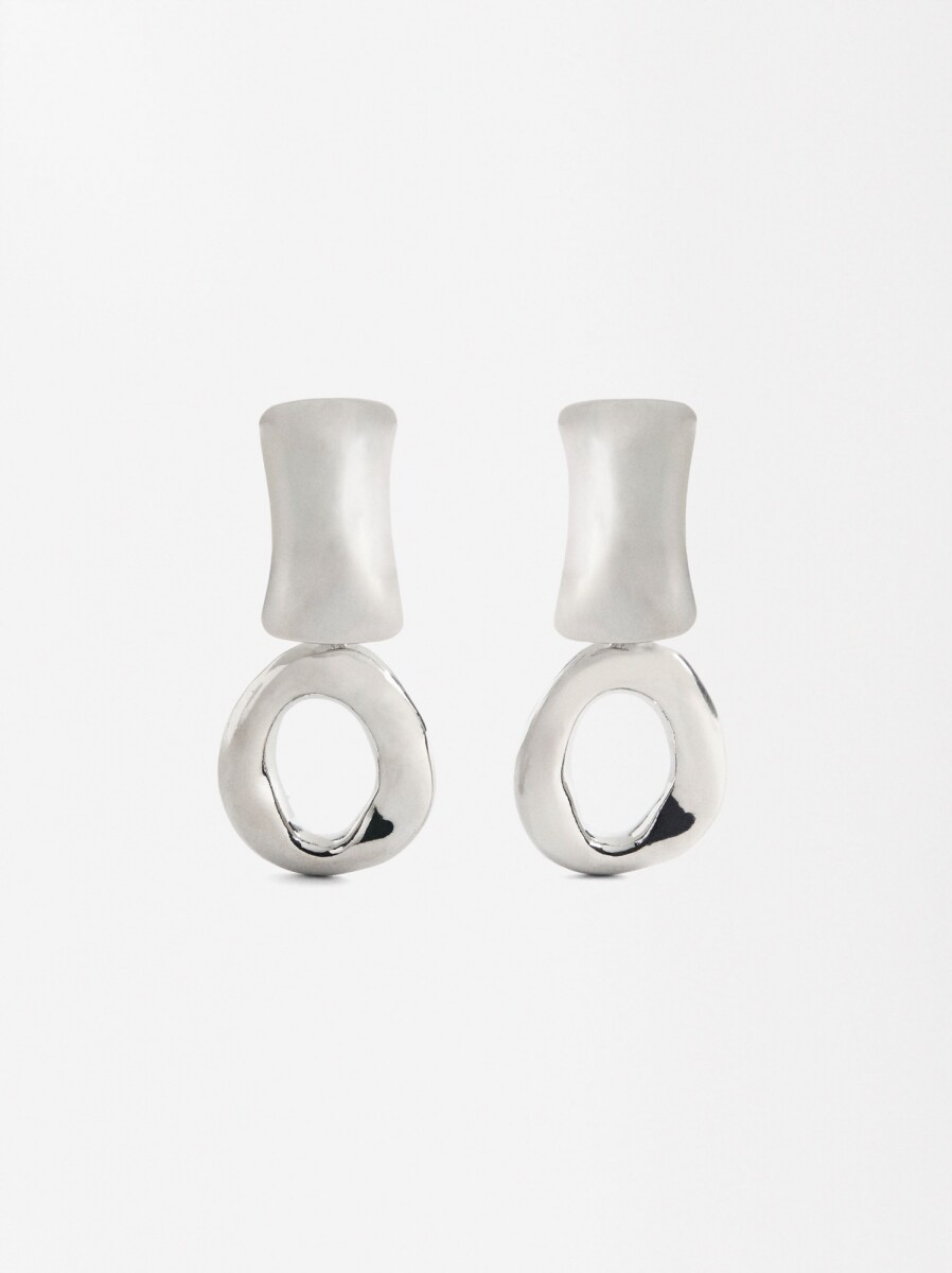 Pendientes Largos Geométricos - plateado 