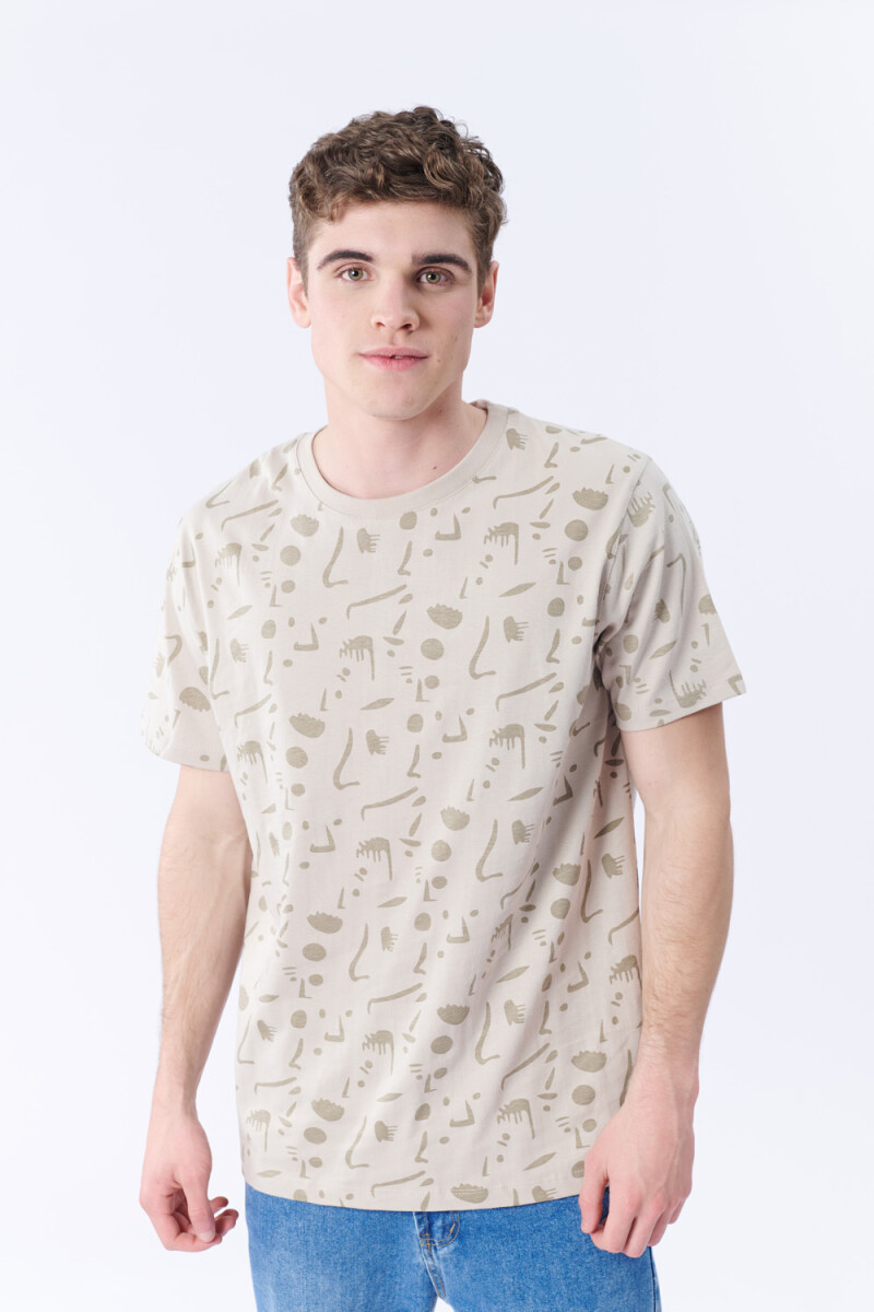 Remera estampa Estampa Beige
