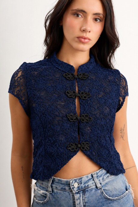 Top Tokio encaje Azul