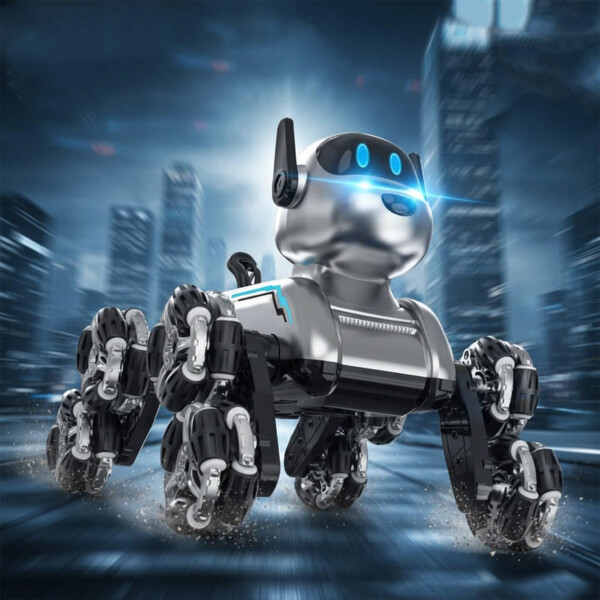 Robot Perro Interactivo Control Remoto Recargable Infantil Color Plateado
