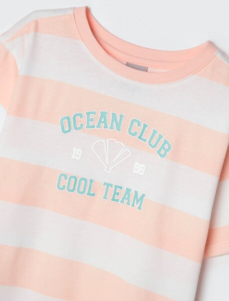 BLUSA INFANTIL A RAYAS CON ESTAMPA NARANJA