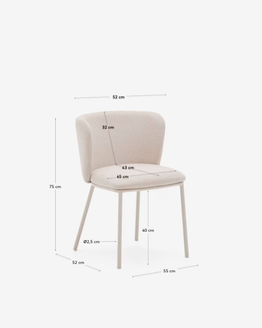 Silla Ciselia de chenilla beige y acero beige FSC Mix Credit Silla Ciselia de chenilla beige y acero beige FSC Mix Credit