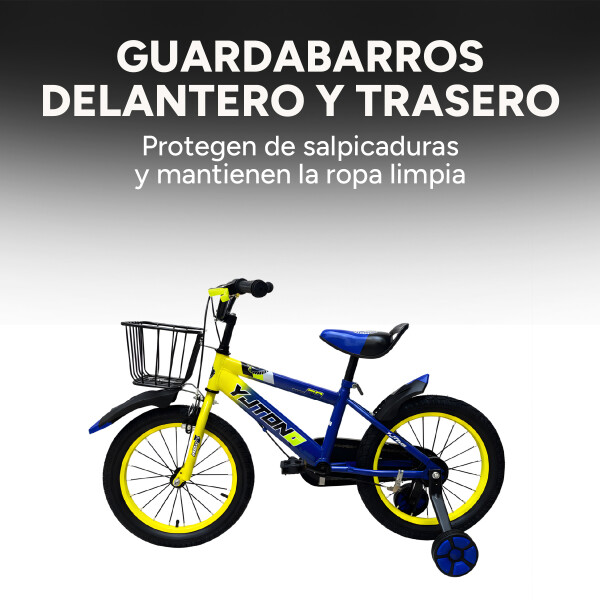 Bicicleta Infantil Yjtong R16 Canasto Parrilla Guardabarros Azul 1