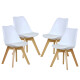 Juego mesa Eames cuadrada + 4 sillas acolchonadas BLANCO