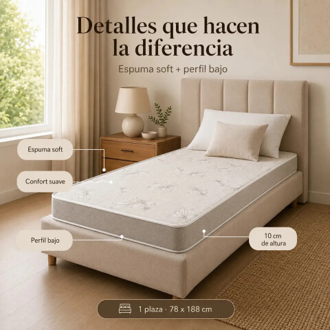 Colchón 1 Plaza Quito – Espuma Soft Suave – 188 x 78 x 10 cm Colchón 1 Plaza Quito – Espuma Soft Suave – 188 x 78 x 10 cm