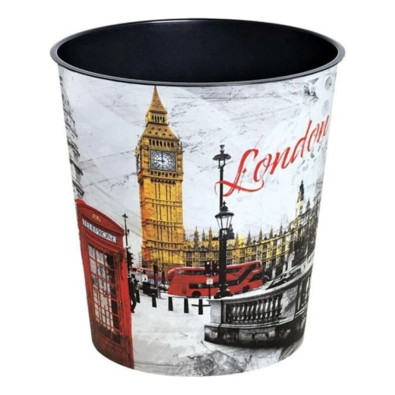 Papelera Plastico Decorativa Oficina Dormitorio Ciudades Blanco