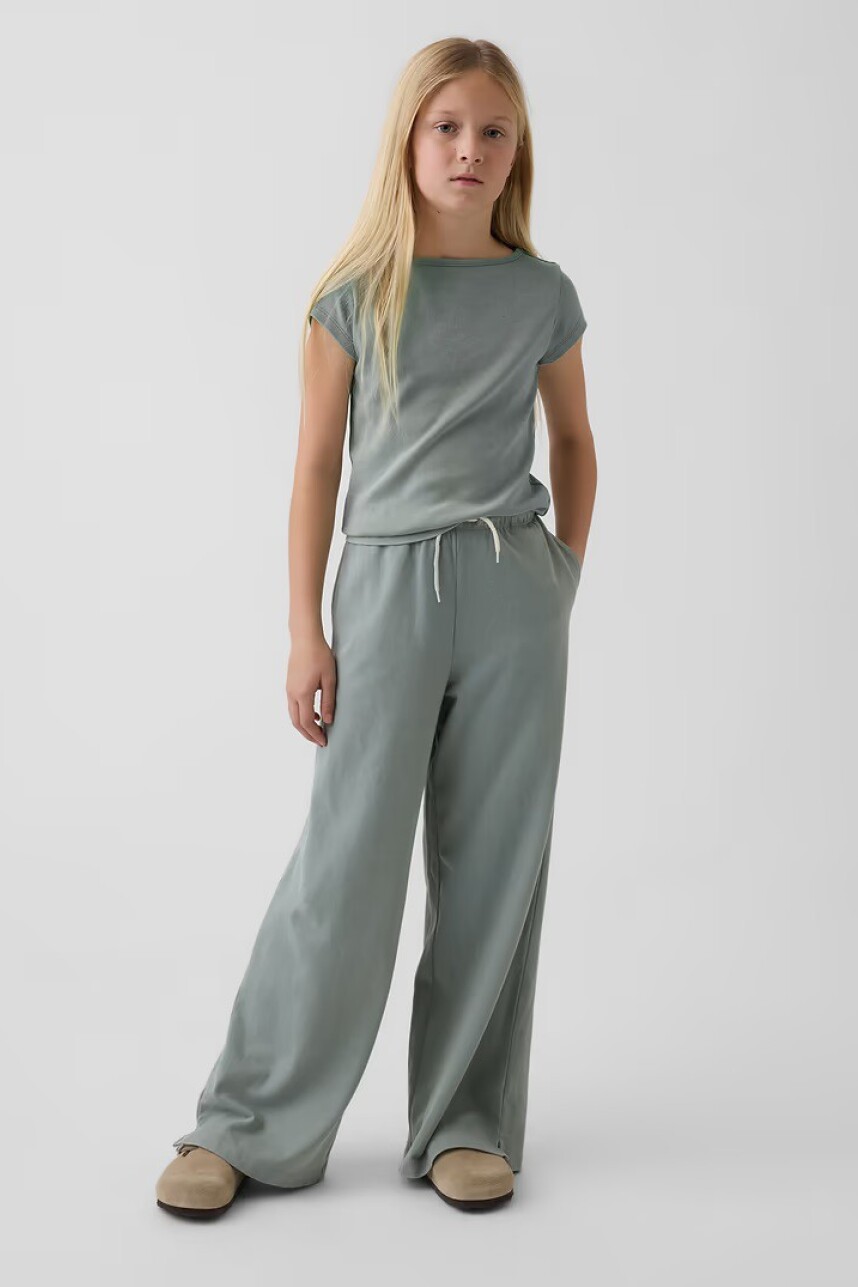 Pantalón Deportivo Wide Leg Niña Sage