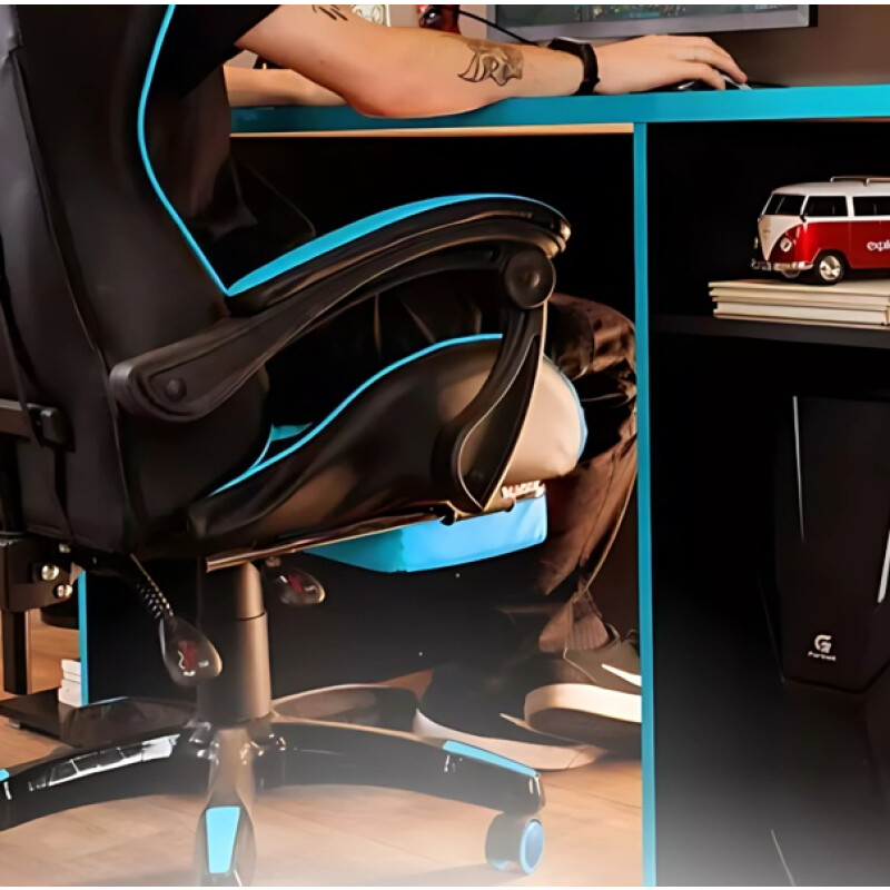 Escritorio Gamer Mesa Para Pc Estantes Calidad Azul