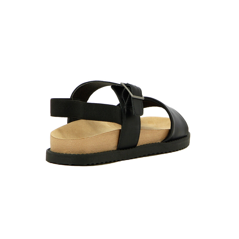 Ramarim Sandalia Tira Ancha C/pulsera Suela Baja - Dama Negro