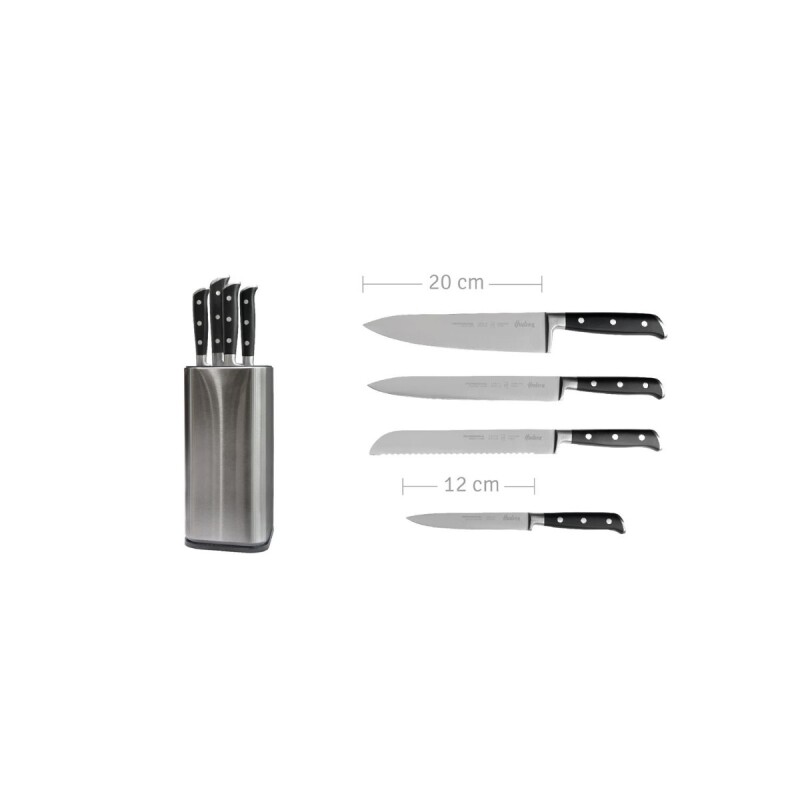 Set de 4 cuchillos de ac. Inox. con soporte Professional Set de 4 cuchillos de ac. Inox. con soporte Professional