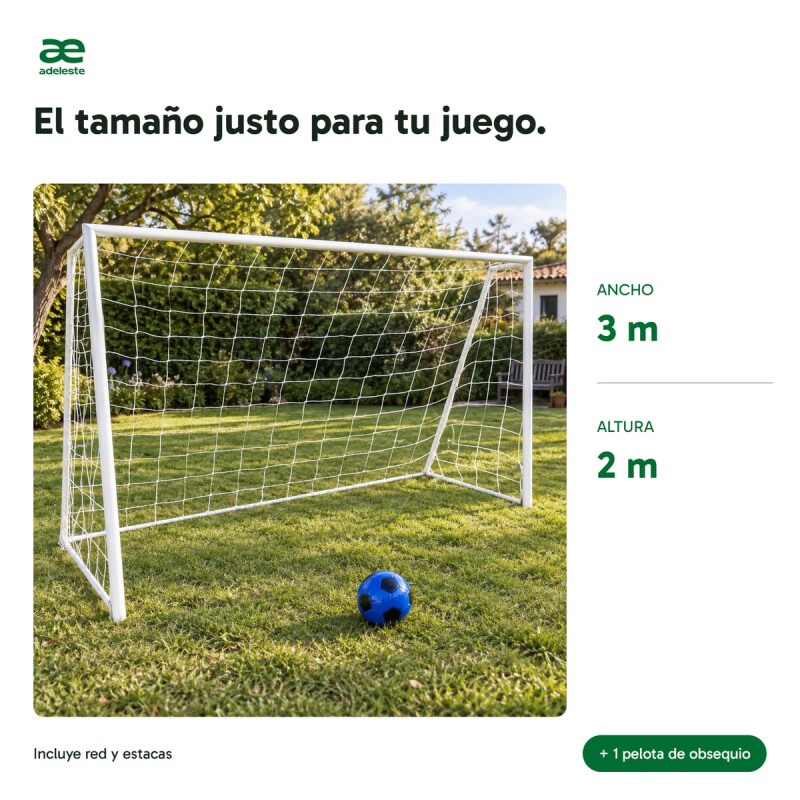Arco de fútbol 5 de 3 × 2 m con red y pelota Arco de fútbol 5 de 3 × 2 m con red y pelota
