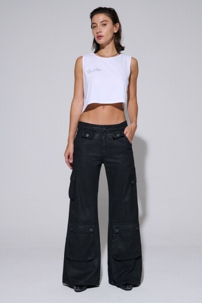JEAN CARGO LEATHER Negro