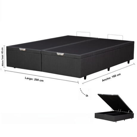 BOX BAÙL QUEEN SIZE BASE DE SOMMIER GUARDARROPA CAMA IMPORTADO GRIS