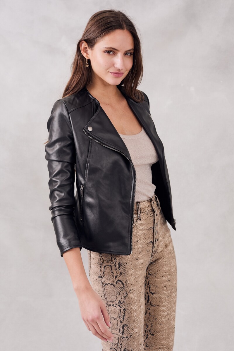 Campera Cuero Vegano Negro