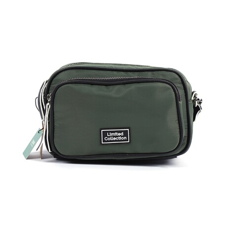 Bandolera Canva Jersey mostaza con bolsillo frontal y correa ajustable Verde