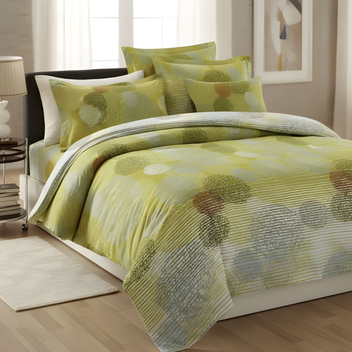 Acolchado Cotton Flor 2 plazas Queen 250x270cm - Verde 