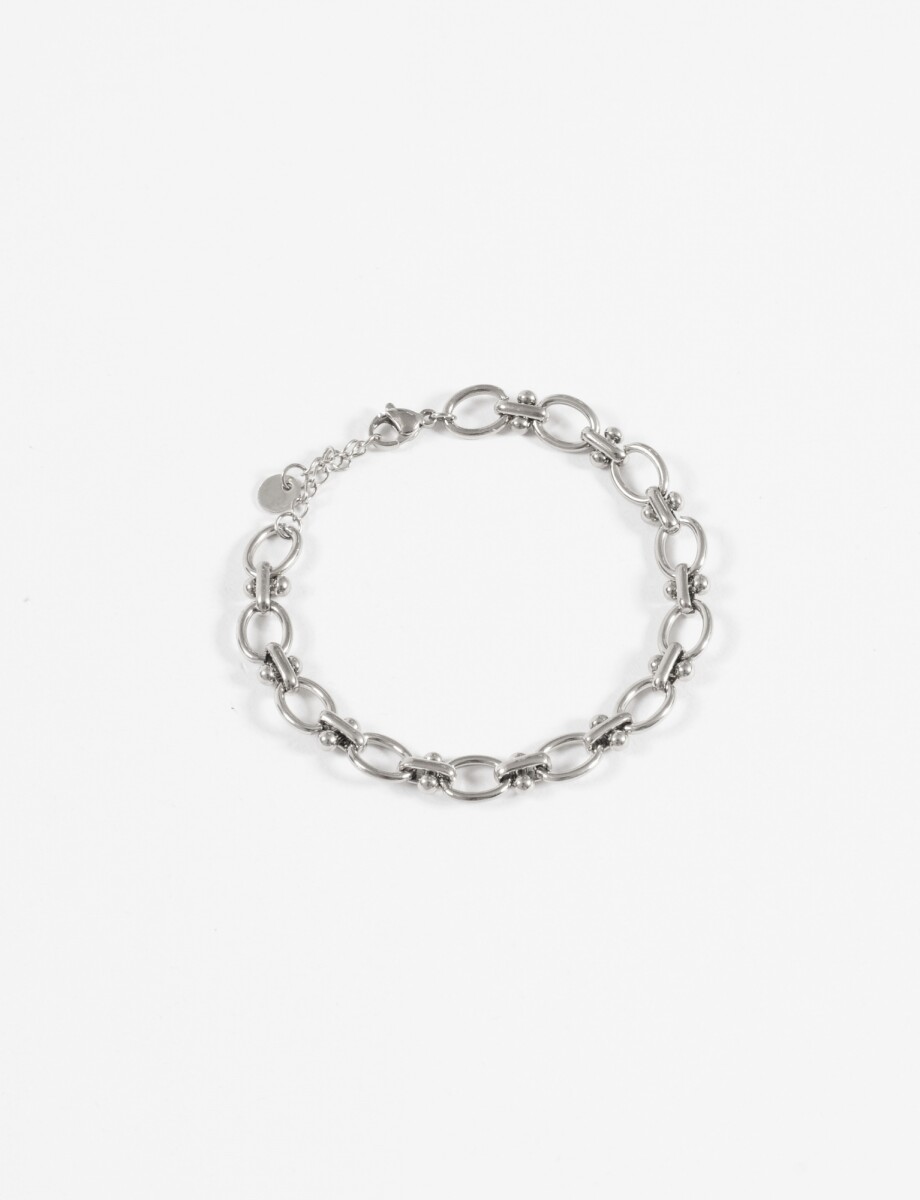 Pulsera acero argollas - plateado 