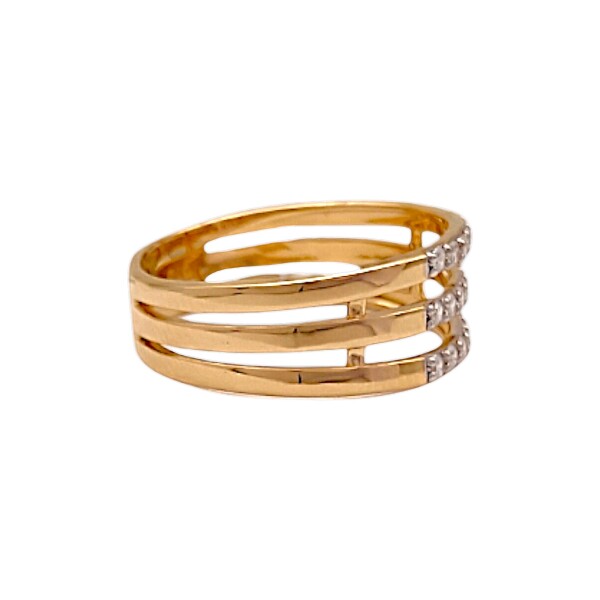 Anillo Triple fila-Oro bajo-Piedra Zirconia-AN8241 conpiedra