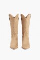 Bota de suede con pespuntes beige