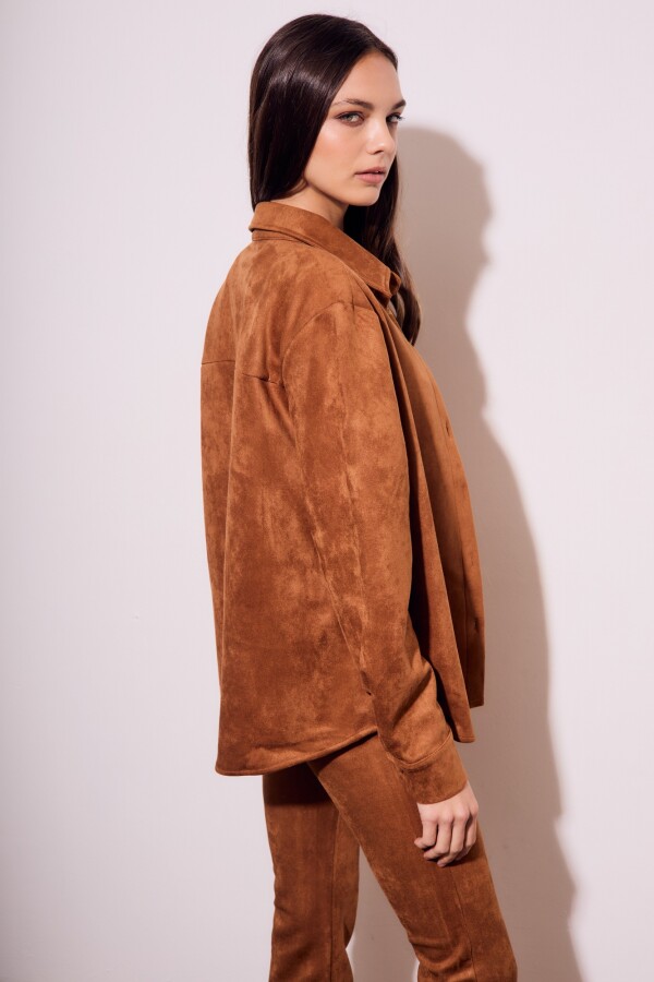 Camisa Gamuza Cuero Vegano Camel