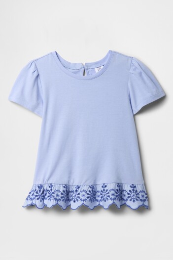 Remera Tunic Con Broderie Toddler Niña Blue Crystal