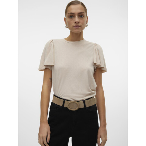 VMIVANA ONELLA SS O-NECK TOP VMA OATMEAL