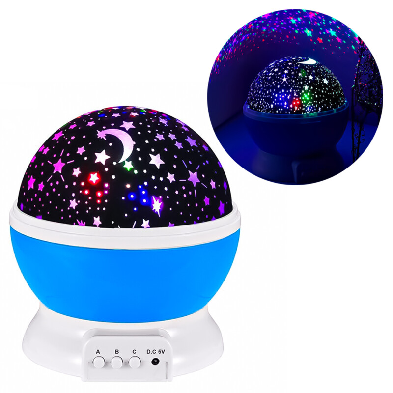 LÃ¡mpara Veladora Esfera Giratoria Proyector De Estrellas Azul