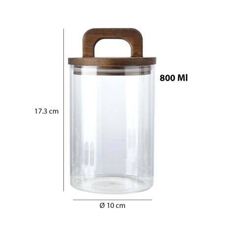 Set X3 Frascos Recipientes Boro Vidrio y Tapa Madera Acacia Transparente