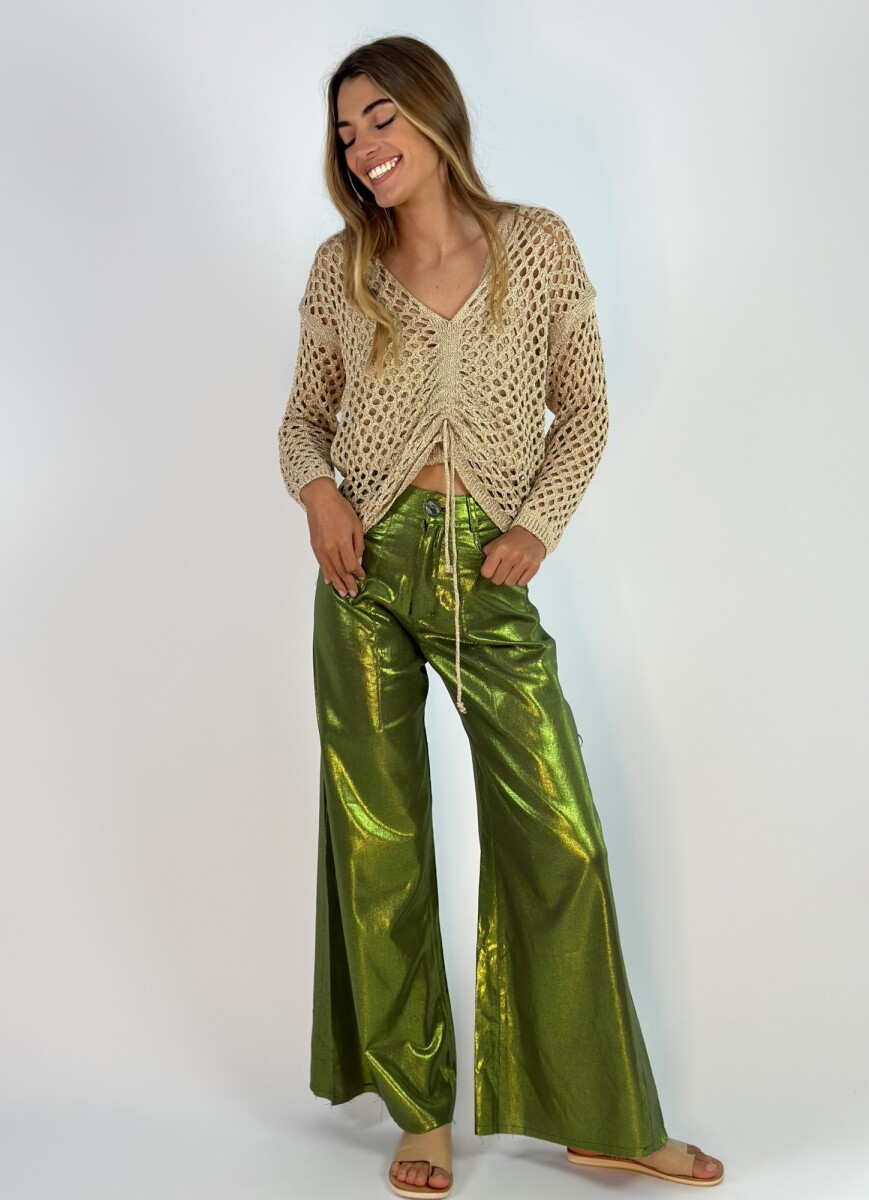 PANTALON JACINTO METALIZADO - VERDE 