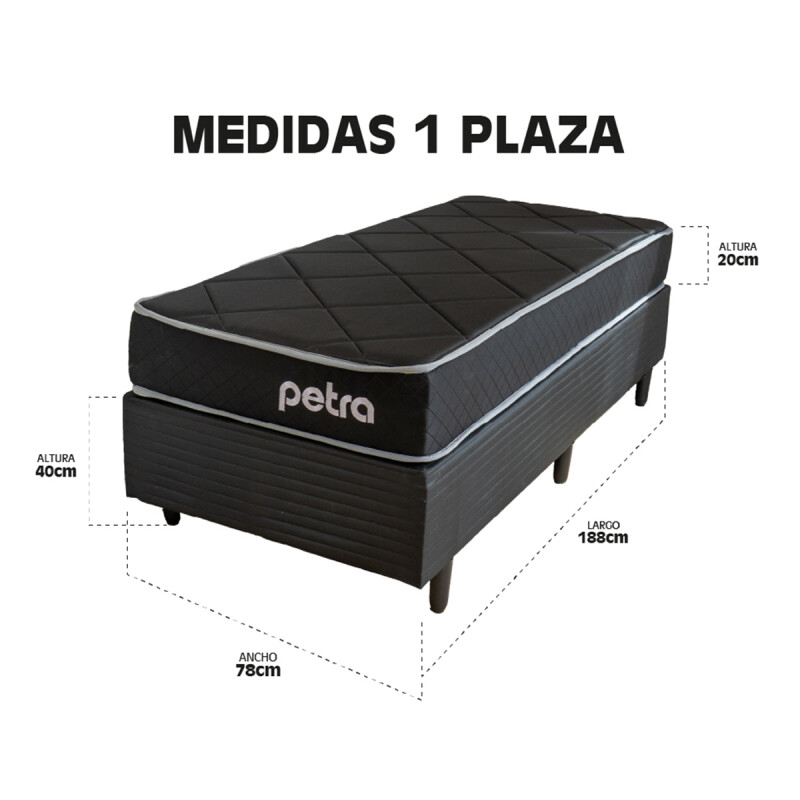 Sommier Somier Colchón 1 Plaza Espuma 20cm 150kg Reversible Color Negro Sommier Somier Colchón 1 Plaza Espuma 20cm 150kg Reversible Color Negro