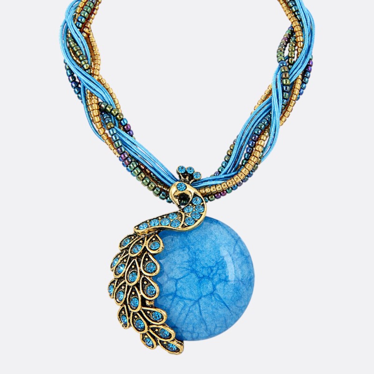 Collar Mujer Pavo Real Varios Colores - Celeste 
