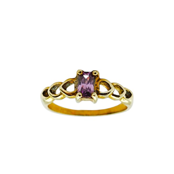 Anillo Solitario -Oro bajo-Piedra Amatista-AN8217 conpiedra