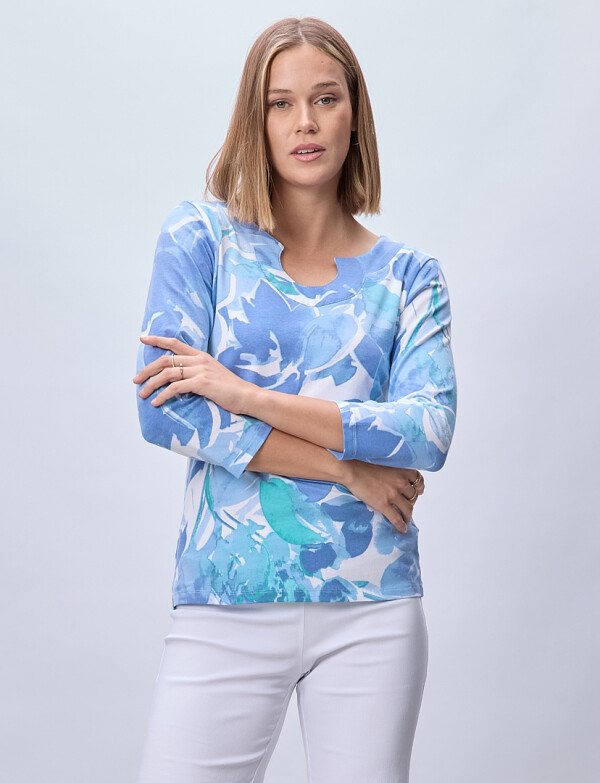 Remera Algodon Print AZUL/MULTI