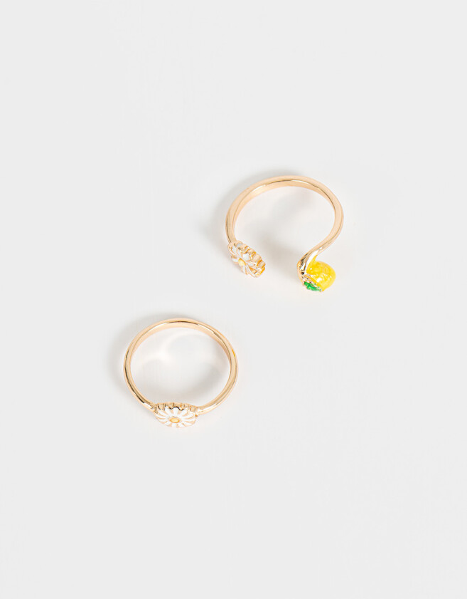 Sets Anillos Con flores Sets De Anillos Margarita - Dorado