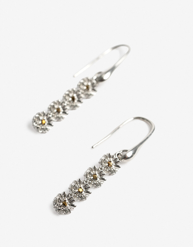 Aros Colgantes Largos Metal Aros Cortos Metal Margarita - Dorado