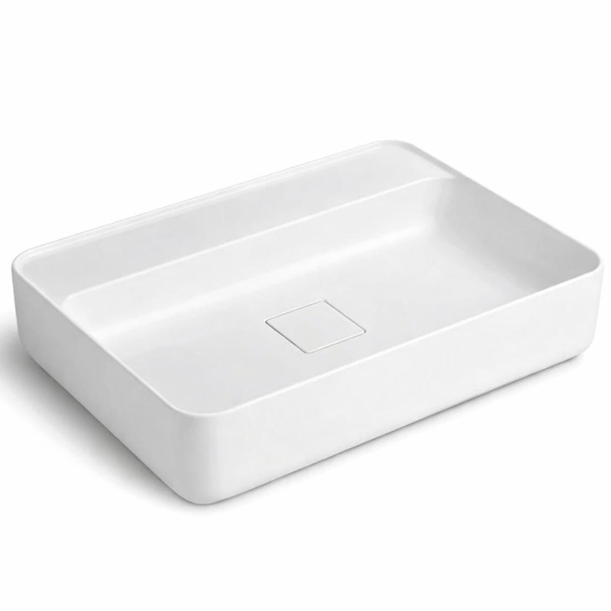 Bacha De Apoyo Rectangular 60x30 Cm C/mesa Blanco Brillante Deca 