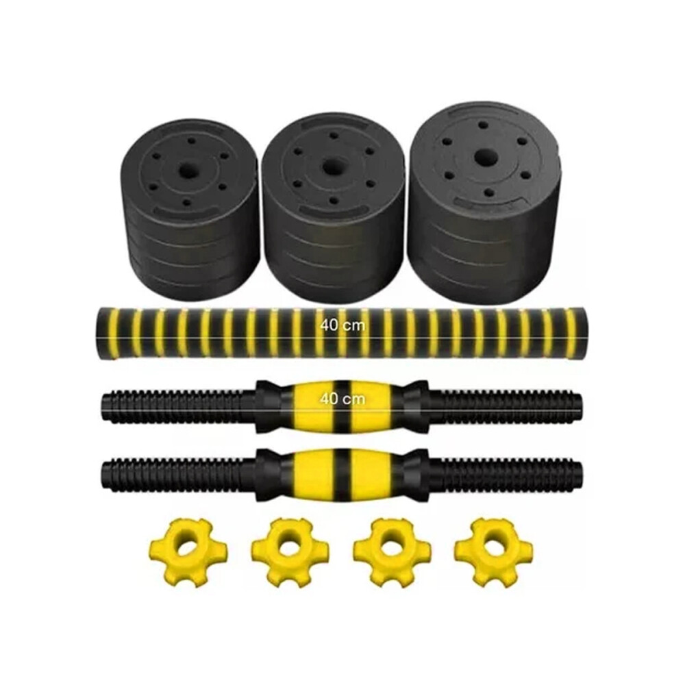Mancuernas Set 3 En 1 Con Barra 20kg Amarillo