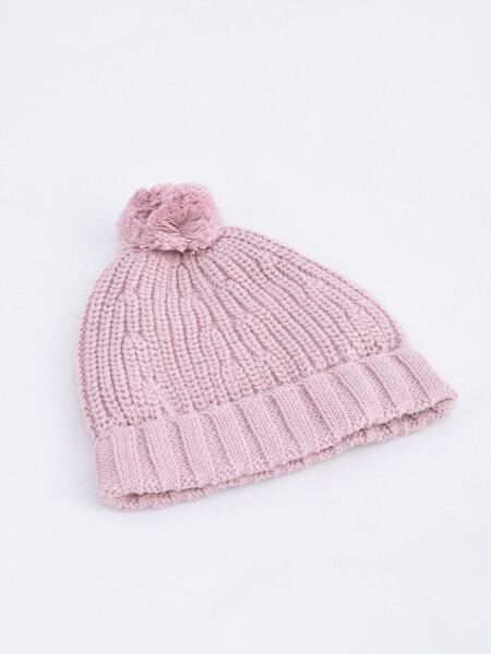 Gorro de punto con pom pom Lila