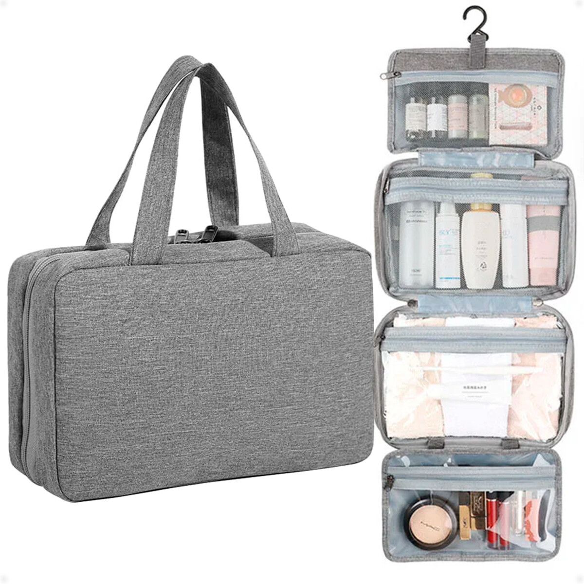Bolso Organizador de Mano para Cosméticos Gris 