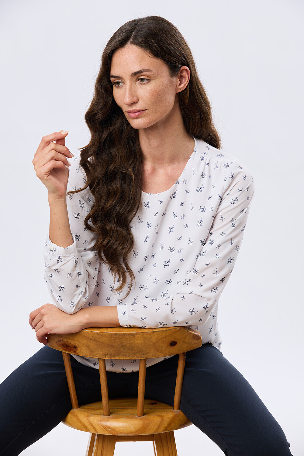 BLUSA CLASICA Hojas Azul