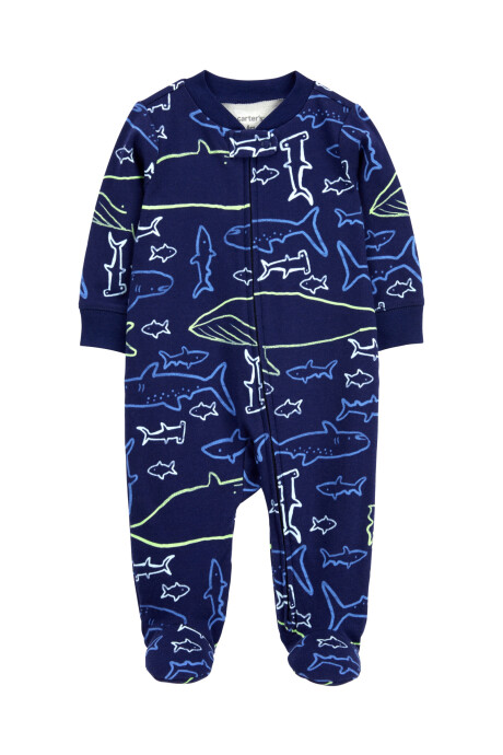 Pijama una pieza de algodón, con pie, diseño ballenas Pijama una pieza de algodón, con pie, diseño ballenas