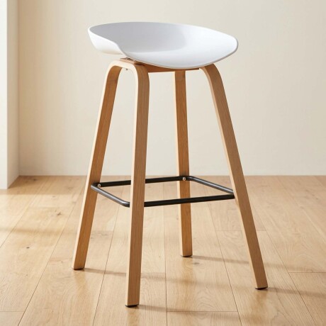 BUTACA TABURETE BAR POLIPROPILENO-Y-MADERA BLANCO BC-496M