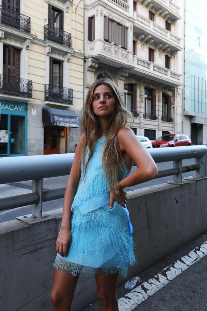 Rombo Raphia Skirt - Celeste