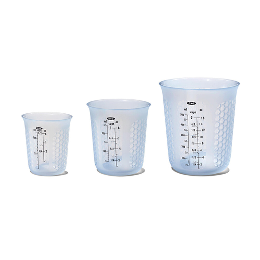 OXO GG JUEGO DE TAZAS MEDIDORAS DE SILICONA APRETAR Y VERTER - MINI, 1 TAZA, 2 TAZAS N/A